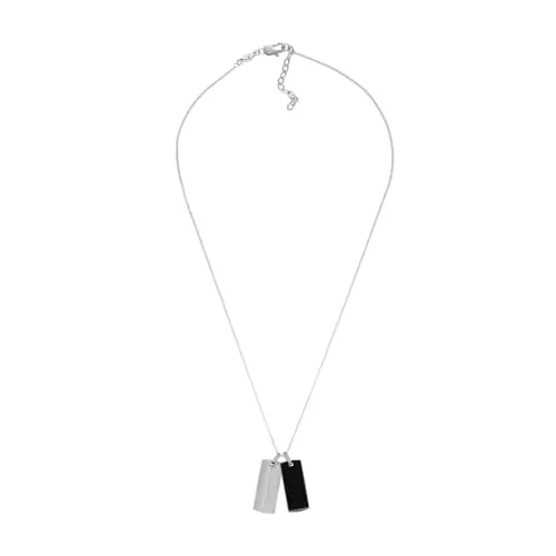 Fossil Jewelry JF04565040 Herrenhalskette - Ketten für Herren, elegante Halskette aus robustem Edelstahl mit edlen Onyx-Steinen für einen stilvollen Look.