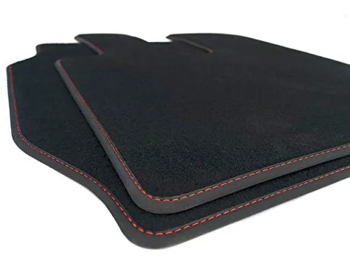 kh Teile LKW Fußmatten FH 12 ab 2002 Autoteppich Innenraum Zubehör (Ziernaht Rot) Velours 2-teilig Nubuk schwarz