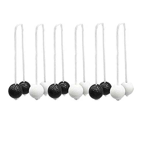 SHANGHh 6 Pairs Leitergolf Bälle, Golfpraxis Training Sport Schnur Bälle Set, Leiter Golf Ball für Toss Spiel, Wurfspiel Toss Bolas Outdoor, Schwarz-Weiß Farbe Ball Set