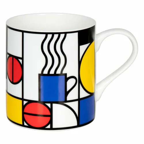 Könitz Becher Coffee with Mondrian, Tasse, Kaffeebecher, Bone China, Bunt 400 ml