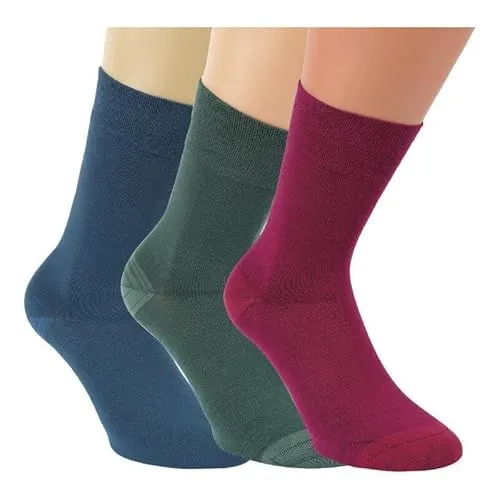 RS. Harmony 3 Paar bunte farbige Bambus Viskose Socken Komfortrand Unisex (DE/NL/SE/PL, Numerisch, 43, 46, Regular, Regular, blau, beere, grün)