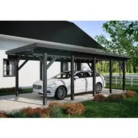 Kiehn-Holz Einzelcarport KH 321 BxT: 344 cm x 754 cm - Stabiler Einzelcarport aus nordischer Fichte in Anthrazit, ideal für PKW, Motorrad oder Fahrrad. Mit robusten Pfosten und einer hohen Tragfähigkeit für witterungsbeständigen Schutz.
