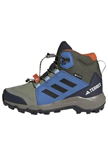 adidas Unisex Kinder Terrex Mid Gore-TEX Hiking Shoes Kids, Tent Green/core Black/ray Blue, 36 EU
