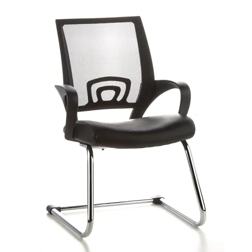 hJh-OFFICE Visto Net Besucherstuhl - Bürostuhl mit Freischwinger-Gestell, ergonomischer Netzrücken und bequemer Kunstlederpolsterung. Ideal für komfortable Besprechungen und Besucherplätze.