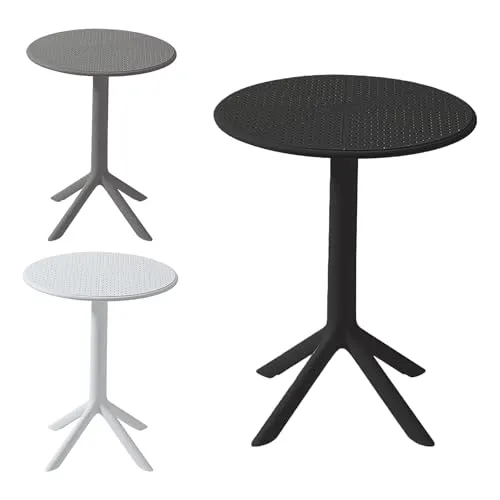 VORTIVO Gartentisch Schwarz – Wetterfester, stabiler Balkontisch Ø 60 cm aus Kunststoff - Kaffeetische: Robuster, wetterfester Tisch aus UV-beständigem PP-Kunststoff, ideal für kleine Balkone und Terrassen – modernes Design mit praktischer Tischplatte.