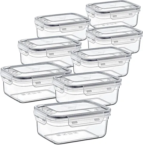 Centi Frischhaltedose Bremen 1,4L – 8er-Set mit Clipverschluss - Praktisches 8er-Set Frischhaltedosen (1,4L) aus lebensmittelechtem Kunststoff – ideal für die Aufbewahrung von Lebensmitteln, spülmaschinenfest und platzsparend stapelbar.