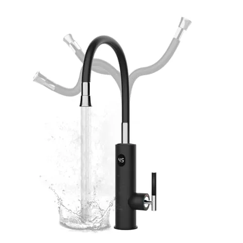 Elektrische Wasserhähne mit Durchlauferhitzer - 3200W Sofortwarm Küchenarmatur - Elektrische Durchlauferhitzer mit 3200W für sofort heißes Wasser in nur 8 Sekunden. Mit LCD-Temperaturanzeige und flexiblem 360° Auslauf für maximale Benutzerfreundlichkeit.