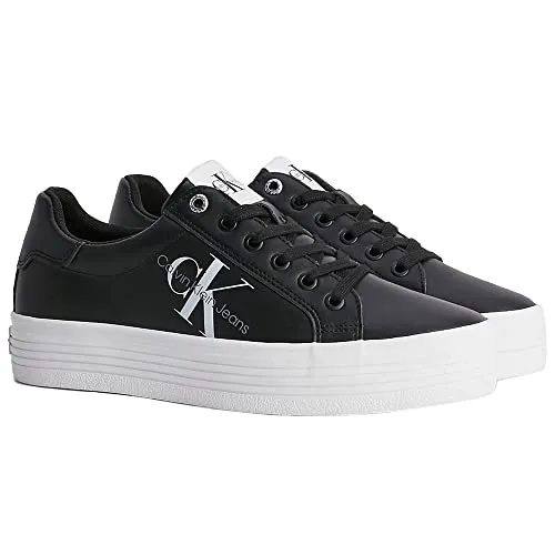 Calvin Klein Damen Vulcanized Sneaker Flatform Laceup Plateau - Stilvolle Eleganz in Schwarz - Damen-Sneaker aus 100% Leder mit bequemer Schaum-Einlegesohle für optimalen Komfort. Ideal für Alltag und elegante Anlässe – ein Must-Have von Calvin Klein.