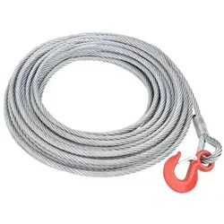 Drahtseilkabel 20m - 8mm bis 16mm Stahlseil mit Haken - Forstseilwinden, robustes verzinktes Stahlseil mit 800 kg Tragkraft und Sicherheits-Schlinghaken für zuverlässigen Einsatz.