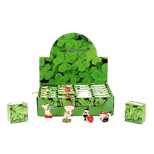 Geschenkestadl 24 Stück Display Glücksschweine und Schornsteinfeger in Tüte Glücksbringer