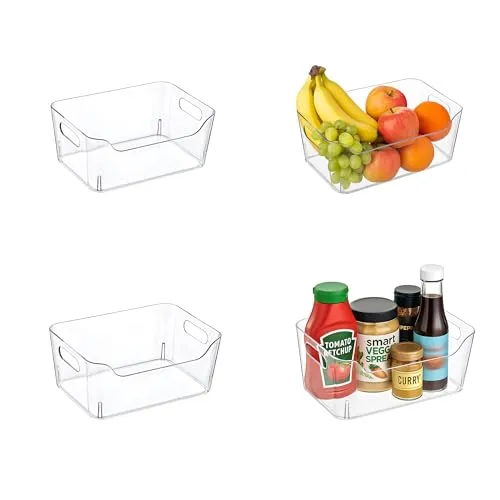 ogoPLUS 4 Stück Kühlschrank Organizer - 3 Liter, BPA-Frei, Lebensmittel aufbewahrungsbox, Stauraum für Schränke, Regale, Spülbecken, Kosmetik, Büromaterial,Gewürze, Snacks