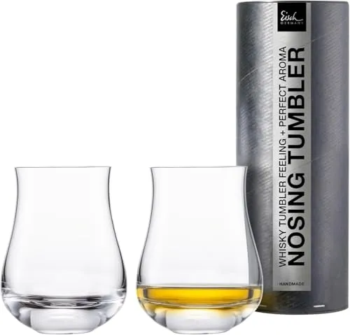 Set 2 Whisky Nosing Tumbler GENTLEMAN 350ml - Exklusives Geschenkset - Whiskeygläser in hochwertiger Geschenkröhre, aus mundgeblasenem Kristallglas für optimale Aromenentfaltung und edlen Genuss.
