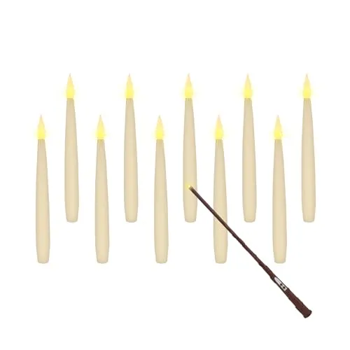 Spetebo Schwebende LED Kerzen mit Zauberstab Fernbedienung in beige von Spetebo