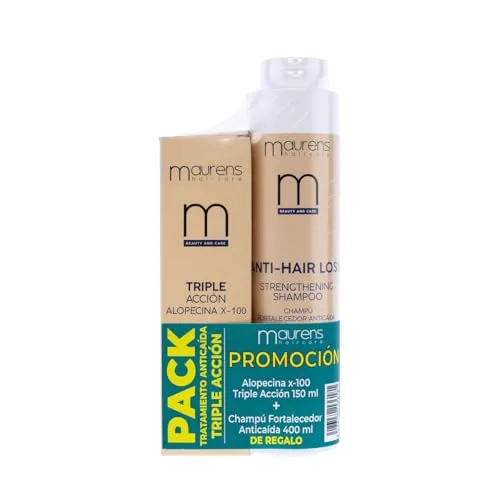 Maurens, Anti-Haarausfall-Set mit dreifacher Wirkung Alopecin X-100 stimuliert das Haarwachstum, stoppt den Haarausfall und stärkt sie, Geschenk stärkendes Shampoo gegen Haarausfall, Flasche 150 ml