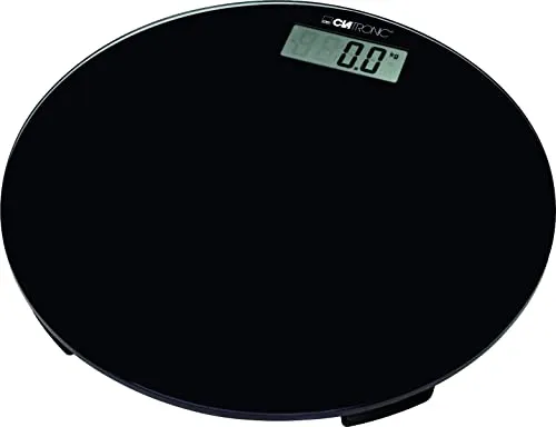 Clatronic Personenwaage | Elektronische Glas-Personenwaage | Messbereich bis 150 kg | Auflösung von 2,5-150 kg: 100-g-Schritte | Batteriebetrieb| Automatische Abschaltung | PW 3369 schwarz