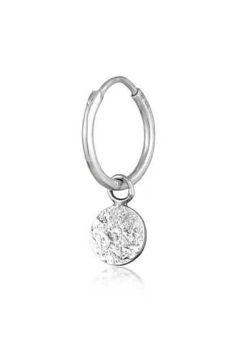 Kuzzoi Herren-Ohrringe Creole 13mm mit Plättchen Anhänger - Handgefertigter Ohrhänger aus 925 Sterling Silber, ideal für jeden Anlass. Modische Creole mit 13mm Durchmesser, perfekt als Geschenk für Männer.