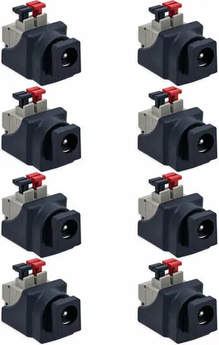 8X DC Stecker Hohlbuchse Kurz 5,5mm >2,1mm Terminal Block 2-Pin Adapter Druckklemme