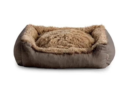 Gutekissen® Shaggy Hundebett Grosse Hunde - Hundekissen Waschbar - Farb- und Größenwahl (XS - 55x45, Braun)