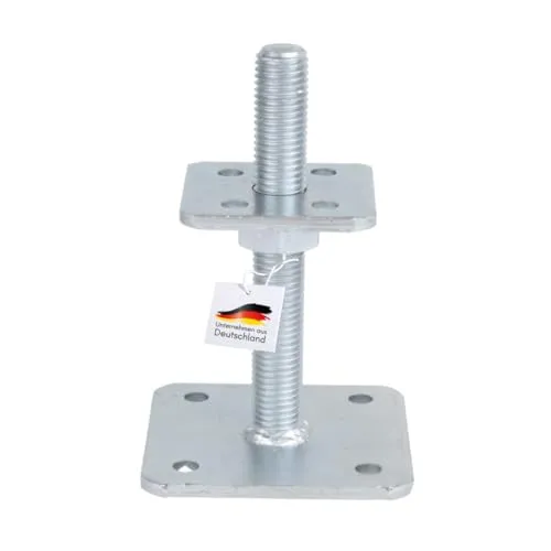 SunnyDeals Pfostenträger 70x70 mm, höhenverstellbar, zum Aufschrauben | Verzinkter Pfostenanker für 7 x 7 cm Kanthölzer, 30–150 mm höhenverstellbar, zur Montage auf festem Untergrund