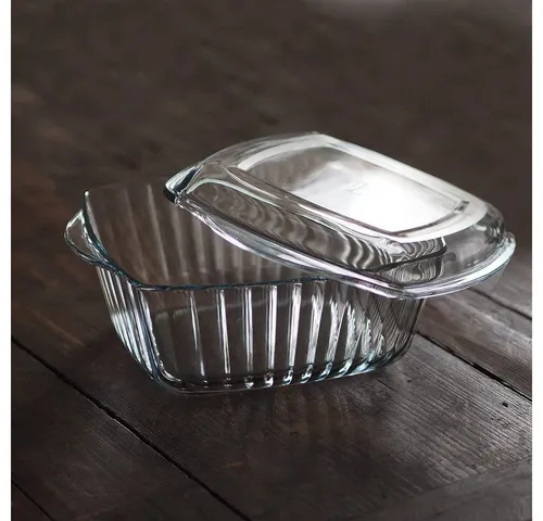 Pasabahce Auflaufform 2-Teilig Auflaufform Glasbräter 2,6L eckig mit Deckel Bräter, Glas, (1-St)