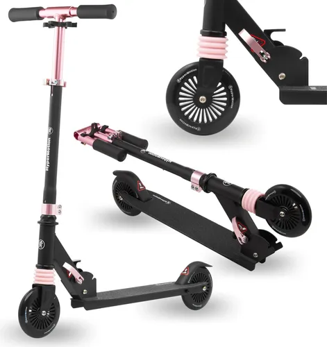 HyperMotion Roller Kinder - Faltbarer Wally Zweiradroller für 4-9 Jahre - Kinderscooter mit Stoßdämpfer für außergewöhnlichen Fahrkomfort, verstellbarem Lenker und 125mm Gummirädern für Stabilität auf jedem Untergrund.