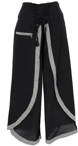 Guru-Shop Relaxhose Palazzohose – Boho Hosenrock in Schwarz, Größe M - Bequeme Palazzohose aus 100 % Baumwolle für stilvolle Outfits. Ideal für entspannte Tage und vielseitig kombinierbar. Die perfekte Wahl für modebewusste Frauen!