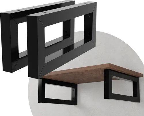 DIY Wandhalterung 2er Set Wandkonsole Wandkufen Rechteckhalter Waschtisch Regal Doppelregal 350x150 schwarz