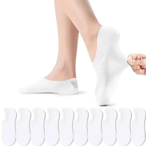 PAUNEW Sneaker Socken Damen Füßlinge 10 Paar Sportsocken für Damen Footies Unsichtbare No Show Socken Damen 35-38 Weiß