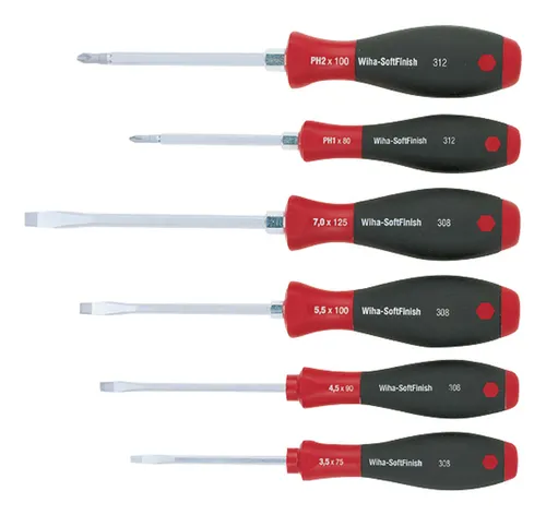 Wiha Schlitz-Schraubendreher-Satz 6tlg. Schlitz / PH - 21248 - Praktischer 6-teiliger Schraubendreher-Satz für präzises Arbeiten, ideal für Heimwerker und Profis.