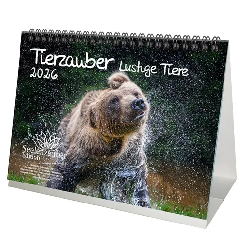 Tierzauber lustige Tiere DIN A5 Tischkalender für 2026 Lustige Momente mit Tiere