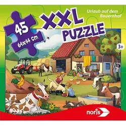 Noris XXL Riesenpuzzle - Urlaub auf dem Bauernhof mit 45 Teilen - Klassisches Puzzle für Kinder ab 3 Jahren mit extra großen Teilen für leichtes Greifen. Fördert Hand-Augen-Koordination und Kreativität. Gesamtgröße: 64 x 44 cm, ideal für Gruppen- oder Alleinspiel.
