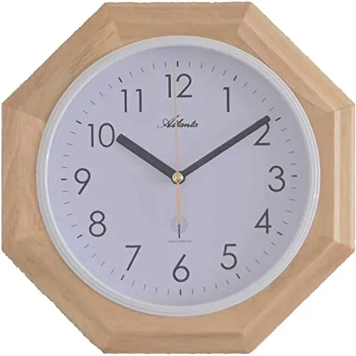 Atlanta Wanduhr 4324/30 - Klassische Funkwanduhr - Wohnaccessoires mit analoger Anzeige und stilvollem Holz-/Glasdesign, ideal für jeden Raum.