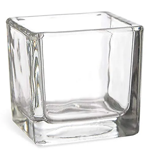 Großes Windlicht Glaswürfel in quadratischer Form in weiß von Annastore