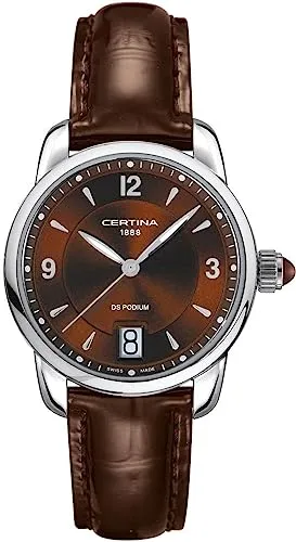 Certina Damen-Armbanduhr XS Analog Quarz Leder C025.210.16.297.00 - Elegante Damen-Armbanduhr mit DS Konzept für optimalen Schutz vor äußeren Einflüssen, ausgestattet mit kratzfestem Saphirglas und hochwertigem Edelstahlgehäuse.