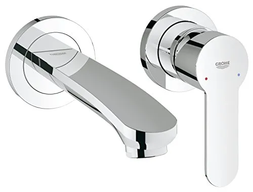 GROHE Eurostyle 2-Loch-Waschtischbatterie - Waschtischarmatur für Wandmontage, inkl. Fertigmontageset und GROHE Long-Life Shine Oberfläche für langanhaltenden Glanz.