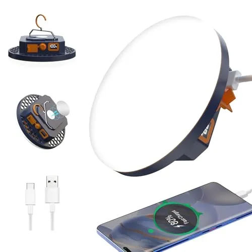 Campinglampe LED 2000 Lumen mit 9900mAh Powerbank - Elektrische Camping-Laternen mit stufenlosem Dimmen, 24h Beleuchtungszeit und USB-Aufladung – ideal für Camping, Notfälle und Outdoor-Aktivitäten.