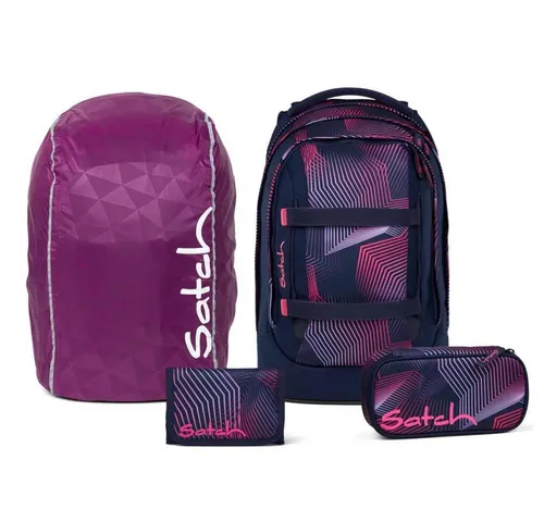 Satch Schulrucksack Pack (4tlg., inkl. Schlamperbox, Regenhülle, Geldbörse) - Das satch pack Set bietet alles für die Schule: ein ergonomischer Rucksack mit innovativem Rückensystem, eine praktische Schlamperbox und eine sichere Geldbörse. Optimal für Schüler von 1,40 m bis 1,80 m!