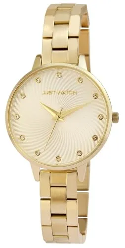 Just Watch Damen-Uhr Edelstahl Gliederarmband 22cm ⌀34mm 12mm Goldfarbig Geschenkidee