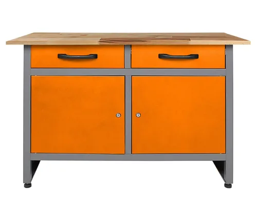 Ondis24 Werkbank Werktisch mit Schubladenschrank 120cm - Robuste Metallwerkbank mit 2 Schubladen, ideal für Handwerk und Montage. Hohe Traglast von 510 kg für maximale Stabilität.