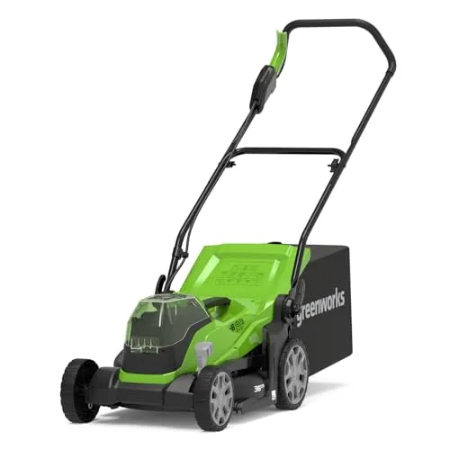 Greenworks G24X2LM36 Akku Rasenmäher 36cm - Kabelloser Rasenmäher mit 36 cm Schnittbreite, 40L Grasfänger und 3 Jahren Herstellergarantie – ideal für eine mühelose Rasenpflege.