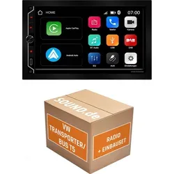 ESX VMX700DAB Autoradio Einbaupaket für VW T5 mit Lenkradfernbedienung - Komplettset für den einfachen Austausch Ihres Autoradios im VW T5 (09/2009-06/2015). Inklusive ESX VMX700DAB, Radioblende und Infodapter für nahtlose Integration und Nutzung aller Funktionen.