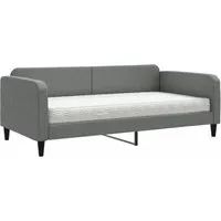 vidaXL Tagesbett mit Matratze Dunkelgrau 100x200 cm - Klassische Betten, 2-in-1 Tagesbett mit bequemer Schaumstoffmatratze für flexiblen Einsatz als Sofa und Bett - ideal für kleine Räume und Gäste.