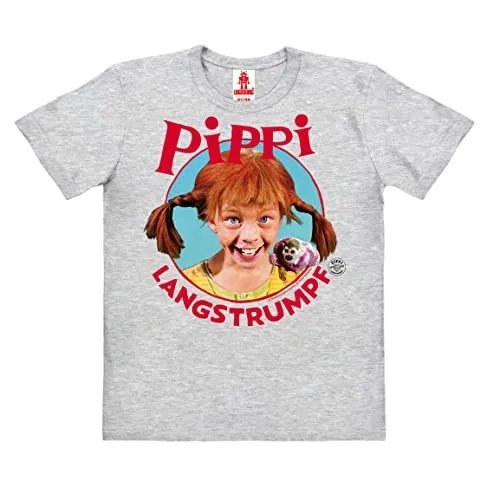 Logoshirt® Pippi Langstrumpf Portrait T-Shirt Kinder | Offiziell lizenzierter Pippi-Langstrumpf-Fanartikel, Bio-Baumwolle, mit hochwertigem Frontprint, für Mädchen und Jungen