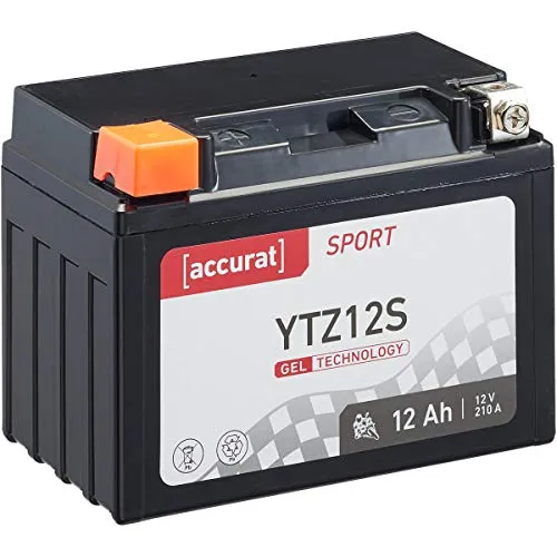 Accurat Motorradbatterie YTZ12S - 12V, 4Ah, 210A, zyklenfest, wartungsfrei, Gel - Starterbatterie, Batterie in Erstausrüsterqualität für Rasentraktor, Roller, Motorrad, Quad