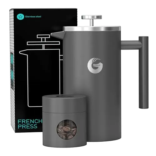 Coffee Gator French Press Kaffeemaschine 1 Liter - Kaffeepressen für 2-4 Tassen, doppelwandig isoliert aus Edelstahl, hält Kaffee 60 Minuten warm und eignet sich auch für die Zubereitung von Kaltbrühe.