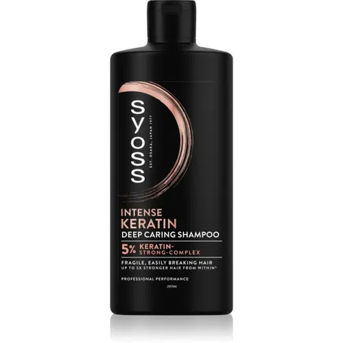 Syoss Intense Keratin Shampoo 440 ml - Shampoo für Damen, stärkt brüchiges Haar mit Keratin, reinigt sanft und sorgt für gesundes, glänzendes Haar.