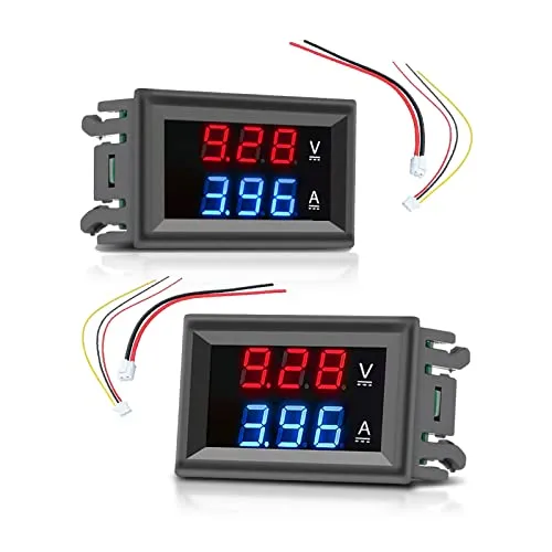 diymore 2 Stück DC 100V 10A Multimeter Spannungsanzeige Strommessgerät Spannungsmesser Voltmeter 2 in 1 Panel Amp Voltage display Tester