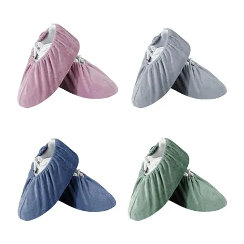 GIUSOBG Schuhüberzieher, 4 Stück rutschfeste Sohle Überzieher Schuhe, Flanelltuch Überschuhe, Wiederverwendbar Überziehschuhe, für Wohnungen, Bibliotheken, Staubgeschützte Werkstätten
