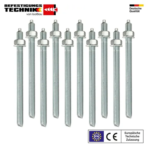 Ankerstangen M16x260 Gewindestange ETA 10St. Verbundanker + Mutter Verbundmörtel