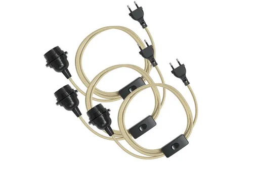 EAZY CASE Lampenfassung 3x E27 mit 5m Kabel & Schalter in gold von EAZY CASE